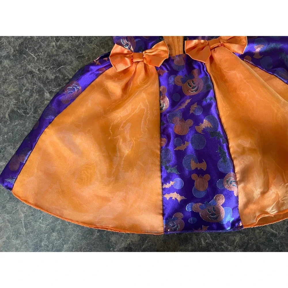 Disney Minnie Mouse Halloween Costume Dress Purple Orange Pumpkin Toddler 3 3T - Picture 3 of 10